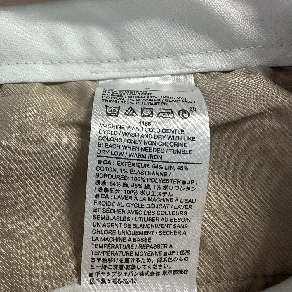 Banana Republic Linen‎ blend Tuxedo Tapered Pant Tan Sz 8